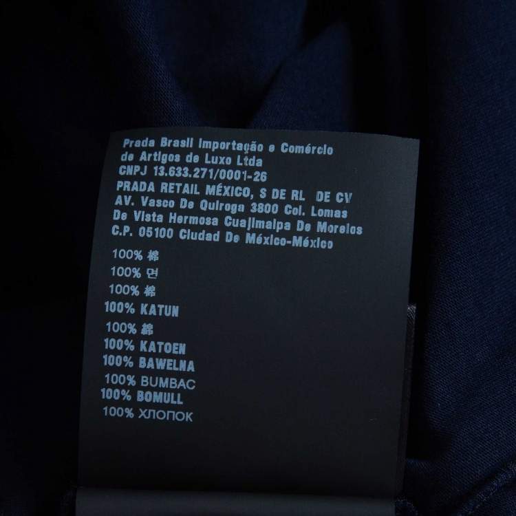 Pre Owned Prada Navy Blue Cotton Half Sleeve T-Shirt S