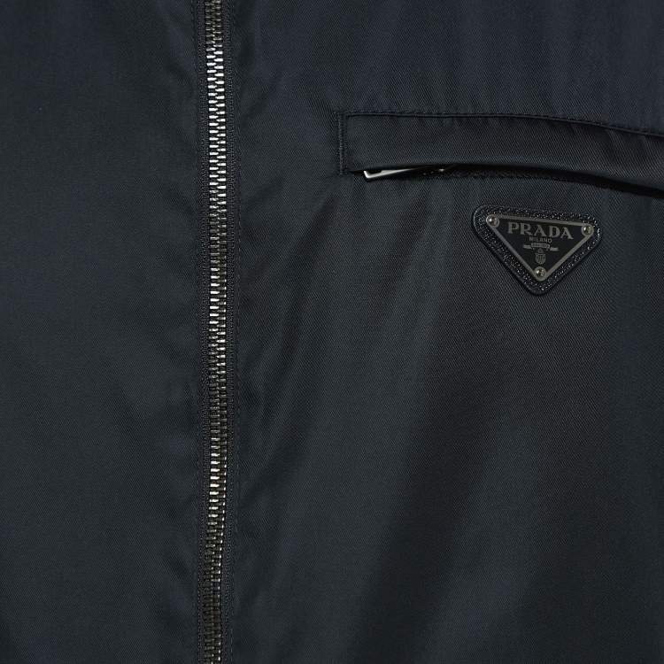 Pre Owned Prada X Adidas Black Re-Nylon Zip Front Hooded Jacket L