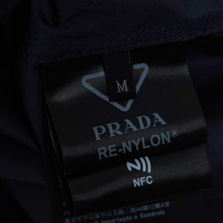 مملوكة مسبقًا Prada Navy Blue Re-Nylon Short Sleeve Shirt M