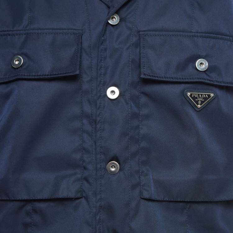 مملوكة مسبقًا Prada Navy Blue Re-Nylon Short Sleeve Shirt M