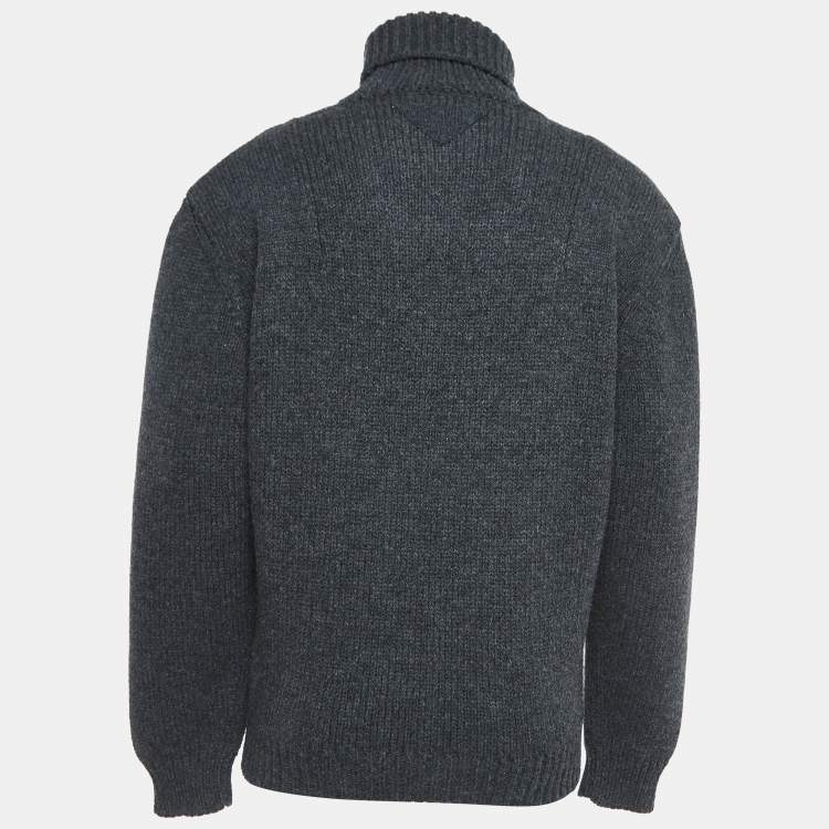 Pre Owned Prada Charcoal Grey Wool Turtleneck Sweater M
