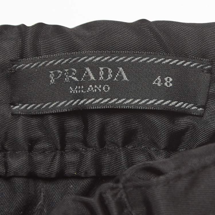 Pre Owned Prada Black Logo Print Nylon Active Pants M