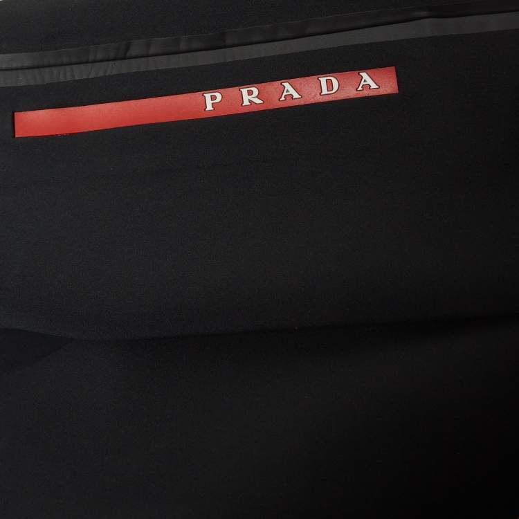Pre Owned Prada Sport Black Logo Print Double Technical Jersey Joggers M