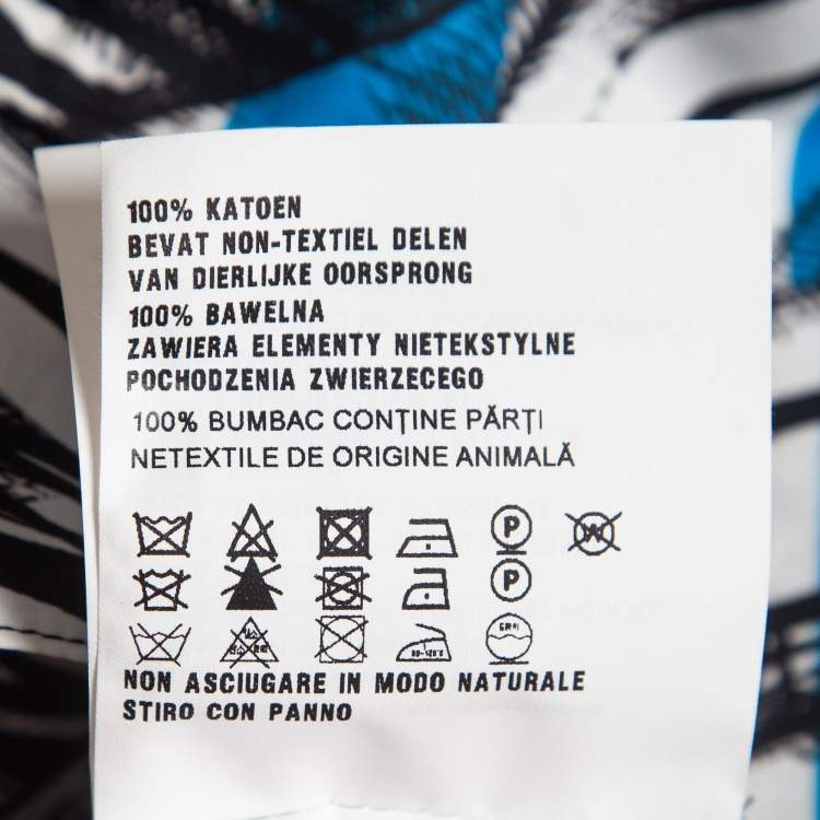 مملوكة مسبقًا Prada Blue All-Over Print Cotton Buttoned Half Sleeve Shirt M