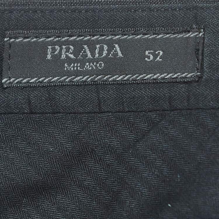 Pre Owned Prada Grey Pinstripe Wool Blend Buttoned Trousers XL