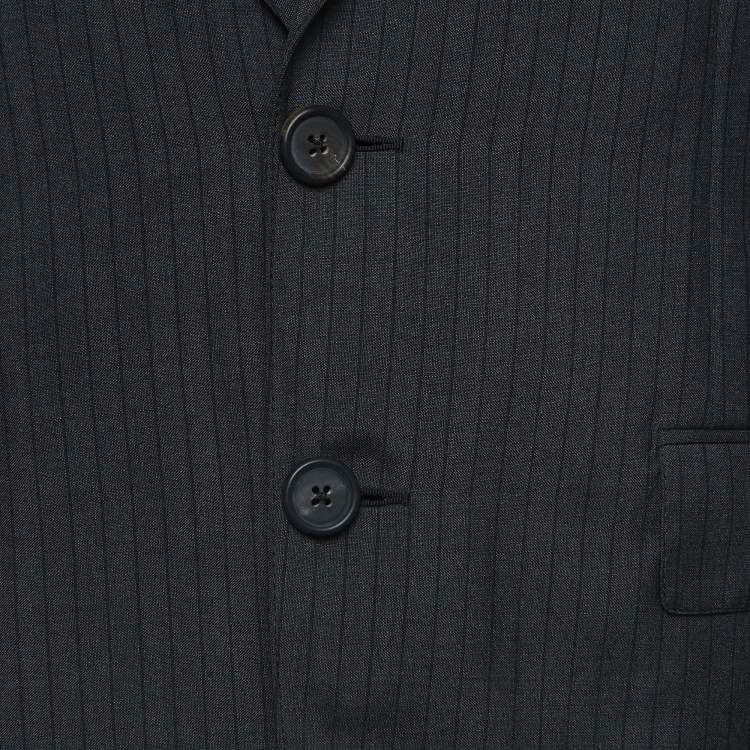 Pre Owned Prada Grey Pinstripe Mohair Wool Single Breasted Blazer L