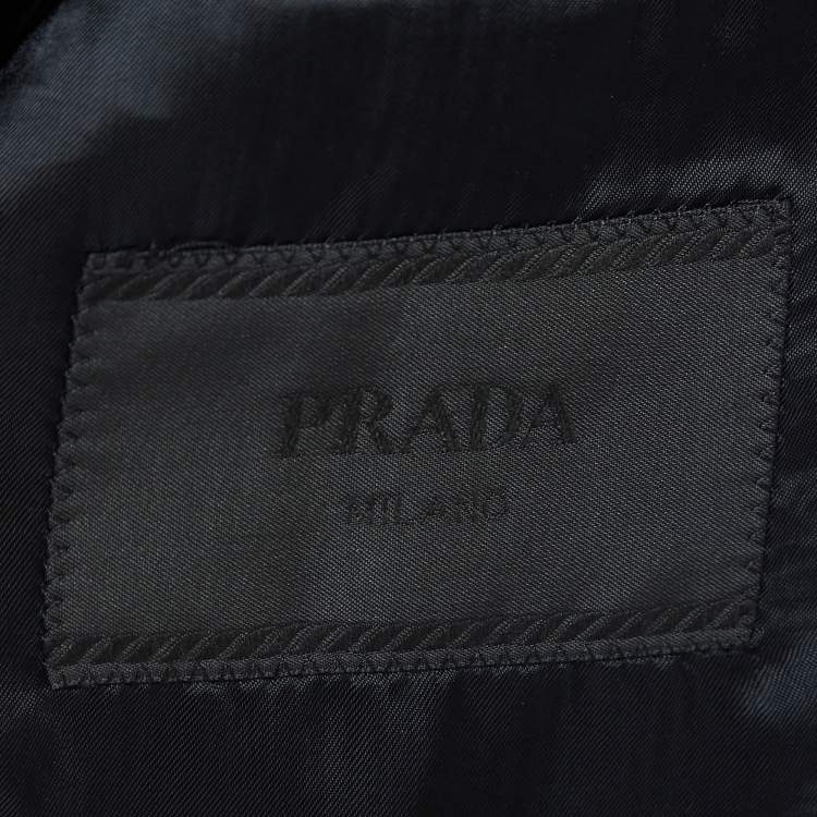 Pre Owned Prada Grey Pinstripe Mohair Wool Single Breasted Blazer L