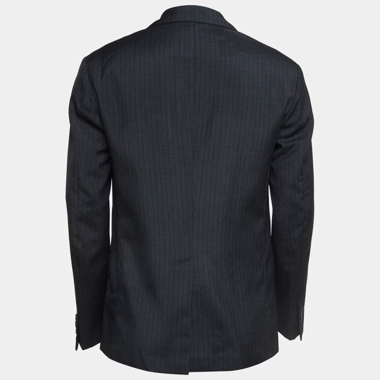 Pre Owned Prada Grey Pinstripe Mohair Wool Single Breasted Blazer L