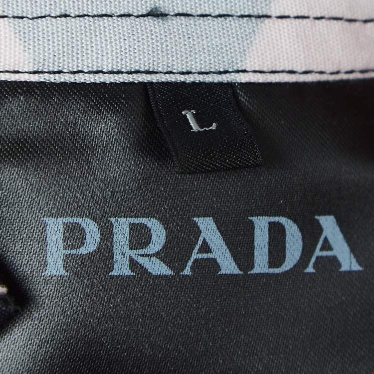 Pre Owned Prada Double Match Multicolor Printed Cotton Short Sleeve Shirt L 