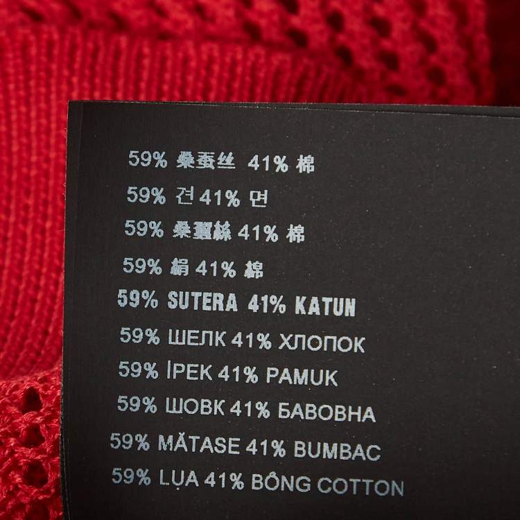 Pre Owned Prada Red Mesh Knit T-Shirt S