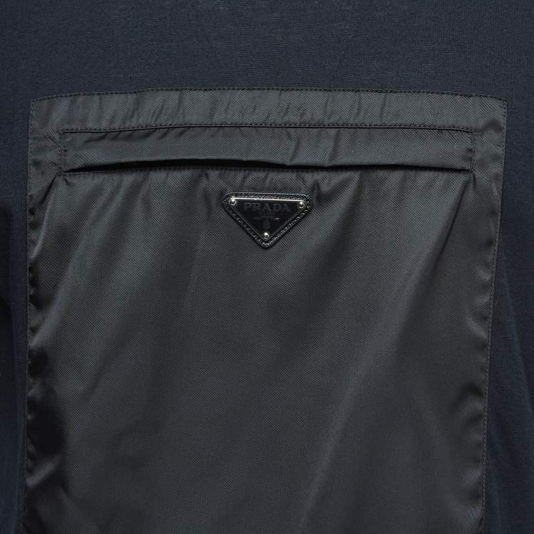 Pre Owned Prada Black Cotton Front Patch Pocket Detail T-Shirt L