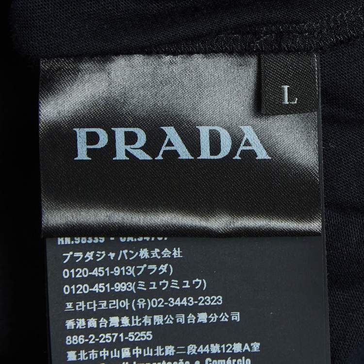 Pre Owned Prada Black Cotton Front Patch Pocket Detail T-Shirt L