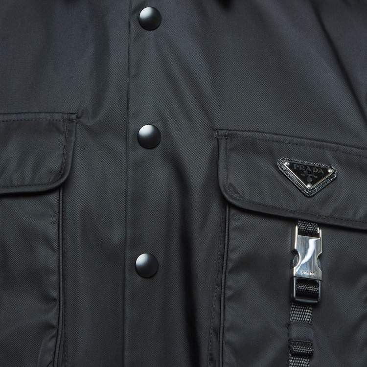 مملوكة مسبقًا Prada Black Triangle Plaque Logo Re-Nylon Cargo Shirt M
