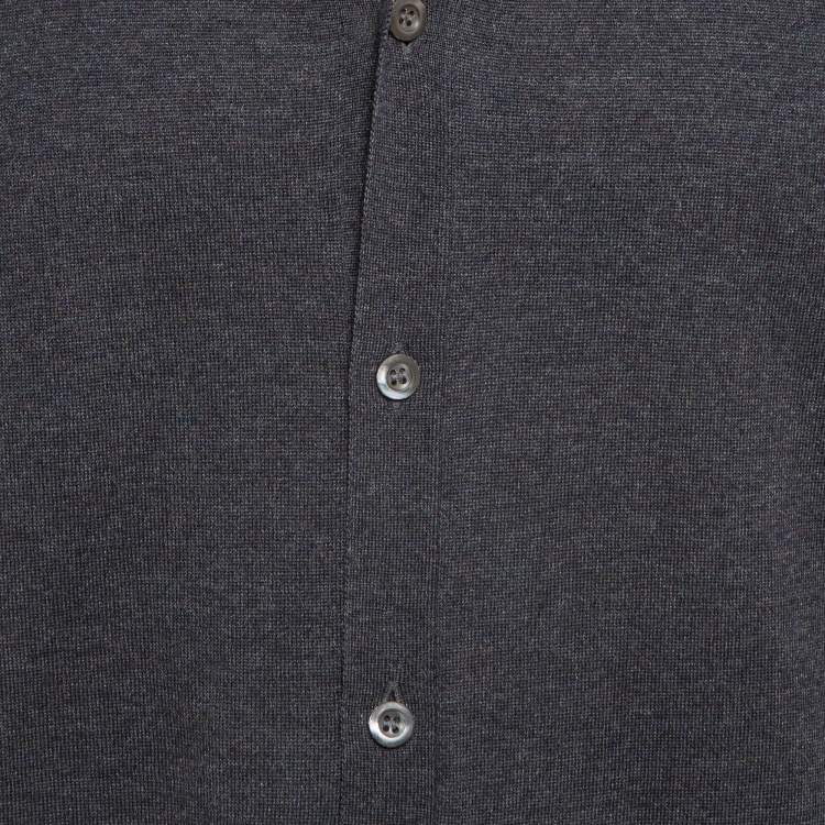 مملوكة مسبقًا Prada Grey Combed Wool Lightweight Cardigan L