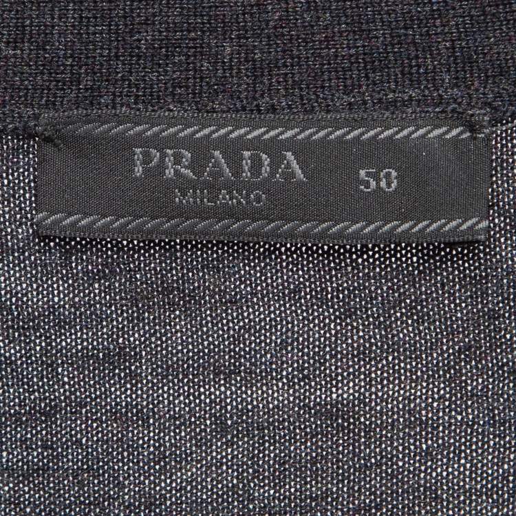 مملوكة مسبقًا Prada Grey Combed Wool Lightweight Cardigan L