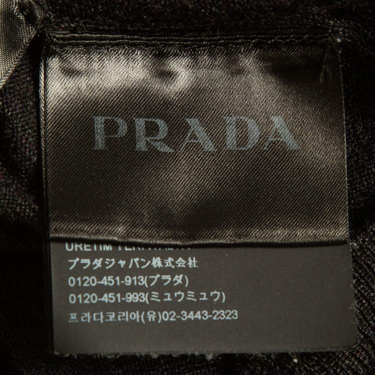 مملوكة مسبقًا Prada Grey Combed Wool Lightweight Cardigan L