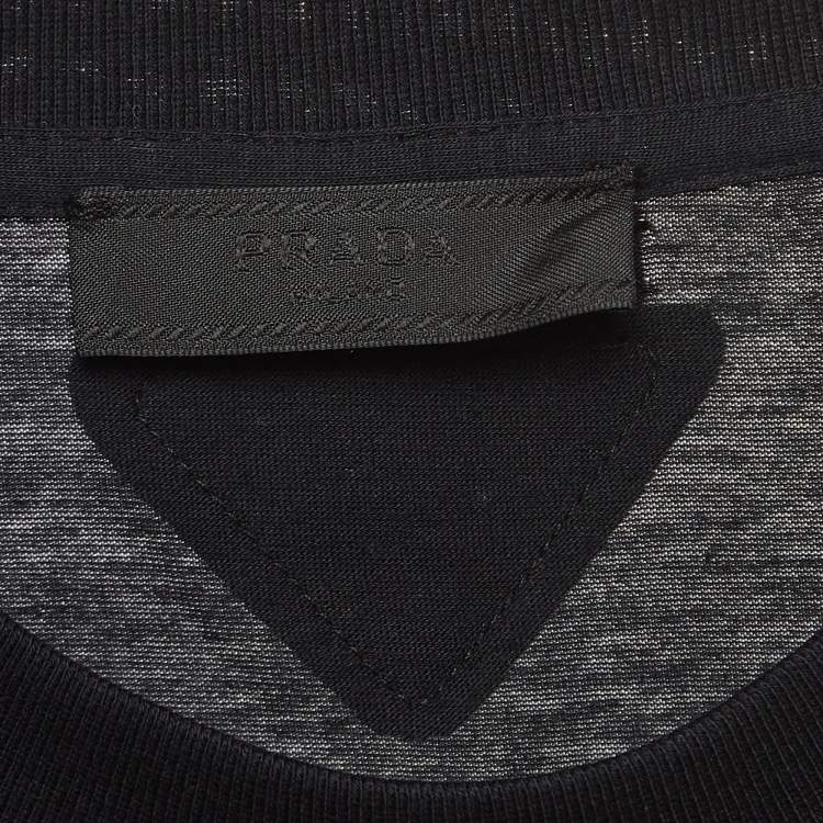 Pre Owned Prada Black Cotton Crew Neck T-Shirt L
