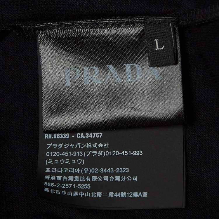 Pre Owned Prada Black Cotton Crew Neck T-Shirt L