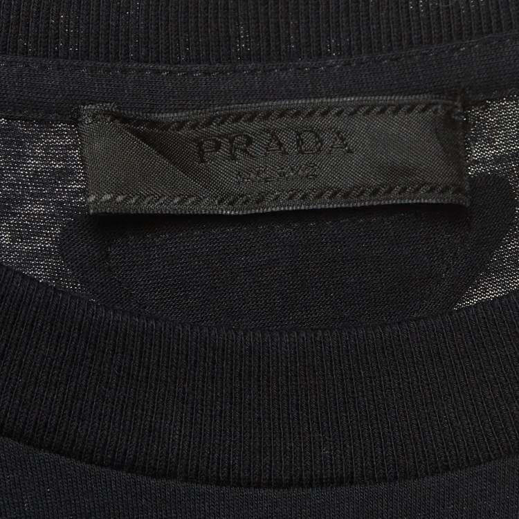 Pre Owned Prada Black Cotton Crew Neck T-Shirt L