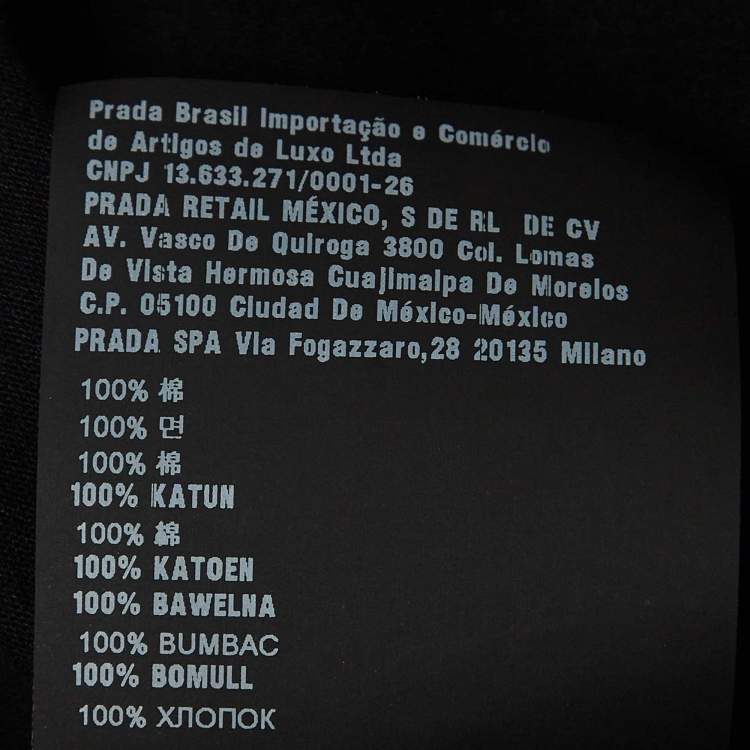 Pre Owned Prada Black Cotton Crew Neck T-Shirt L