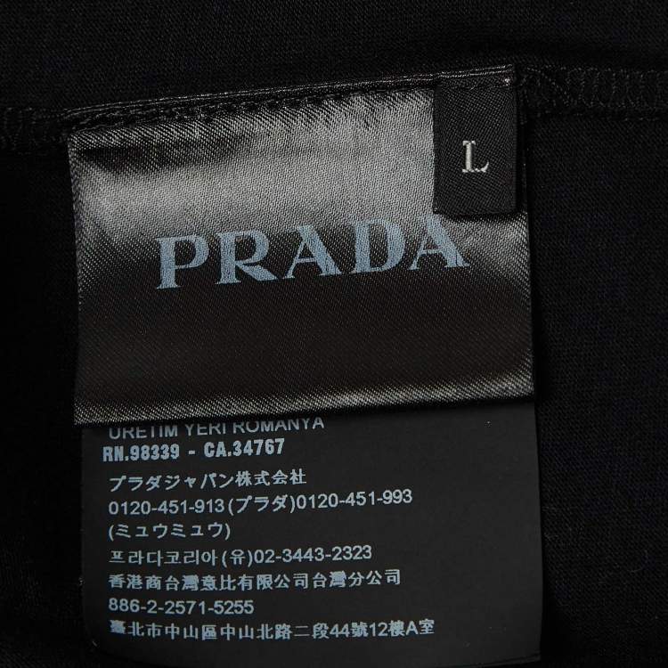 Pre Owned Prada Black Cotton Crew Neck T-Shirt L