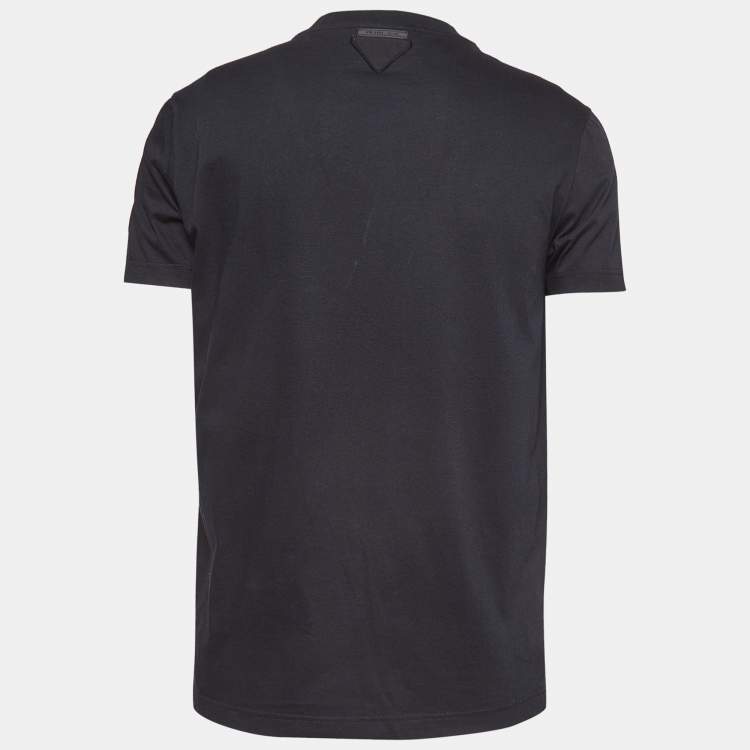 Pre Owned Prada Black Cotton Crew Neck T-Shirt L