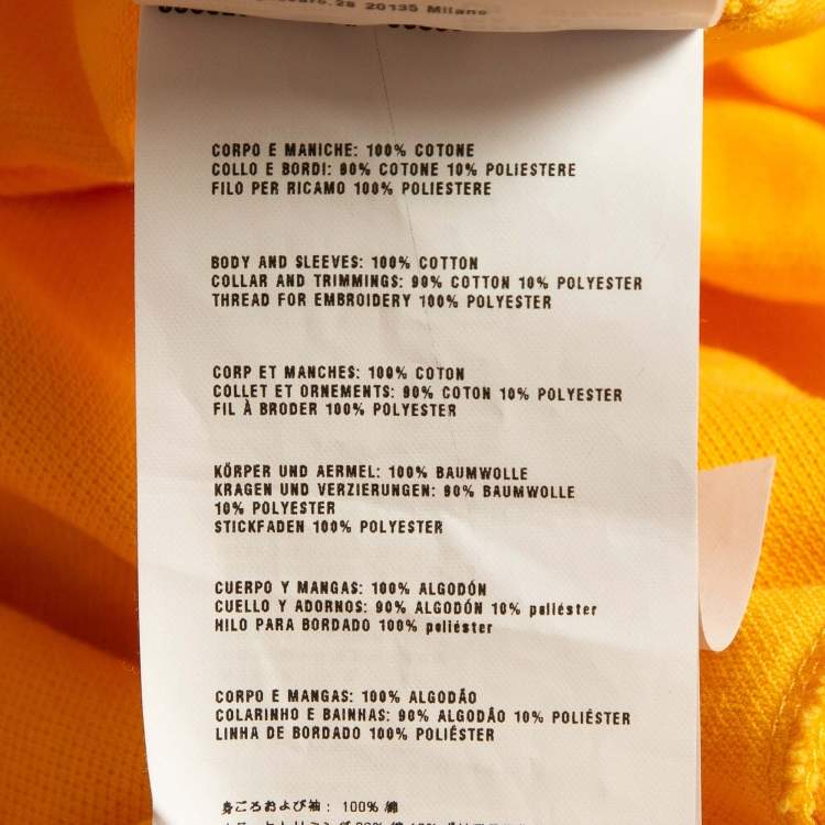 Pre Owned Prada Yellow Embroidered Cotton Pique Polo T-Shirt M