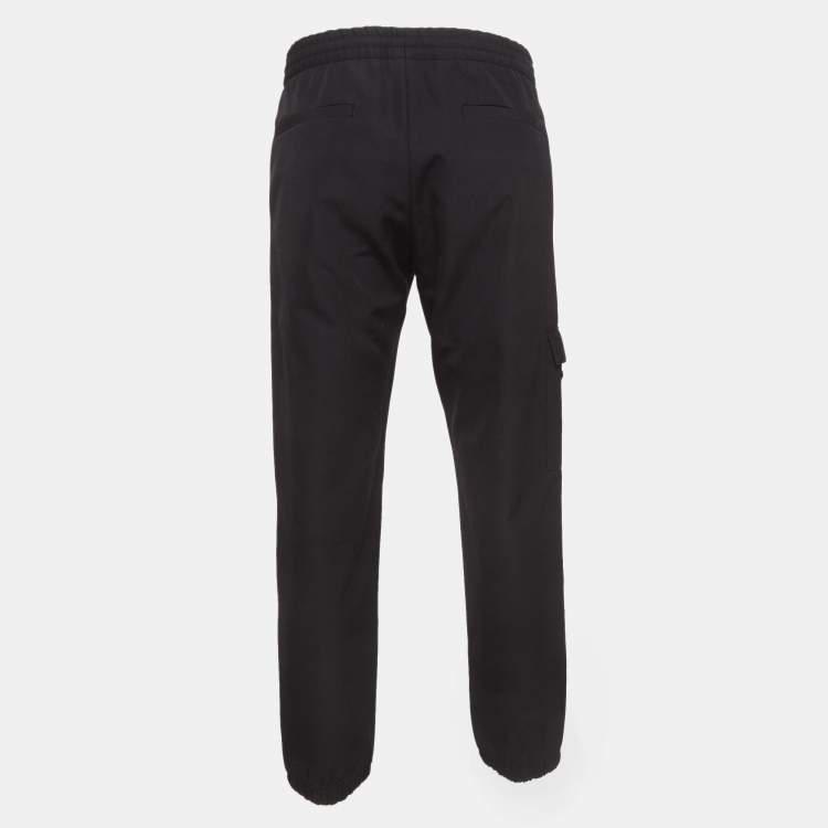 مملوكة مسبقًا Prada Black Virgin Wool Drawstring Jogger Pants M