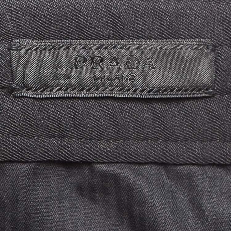 مملوكة مسبقًا Prada Black Virgin Wool Drawstring Jogger Pants M