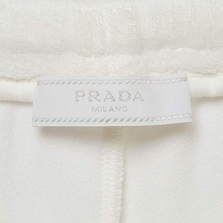 Pre Owned Prada White Metal Triangle Terry Bermuda Shorts M