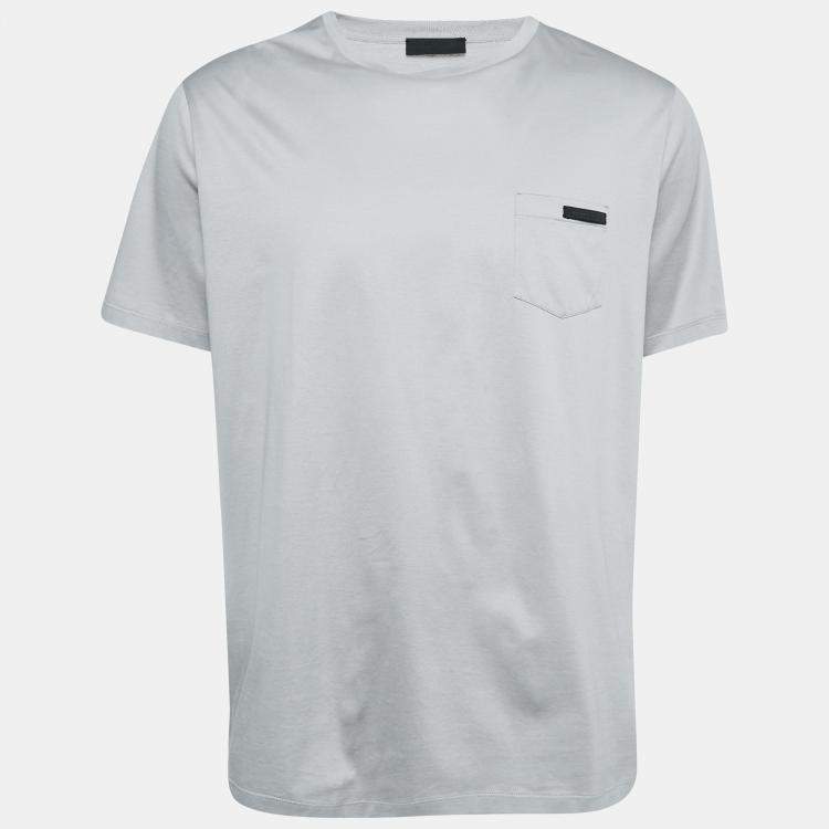 Pre Owned Prada Grey Cotton Chest Pocket Half Sleeve T-Shirt XXXL