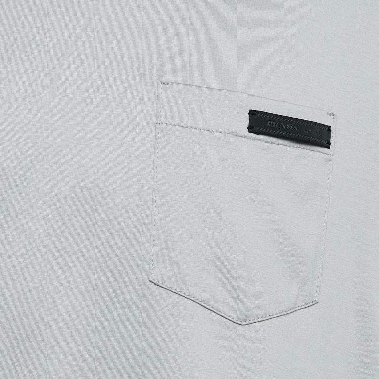 Pre Owned Prada Grey Cotton Chest Pocket Half Sleeve T-Shirt XXXL