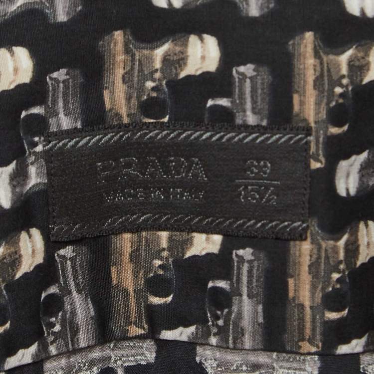 Pre Owned Prada Black Gun Print Cotton Buttoned Up Shirt M