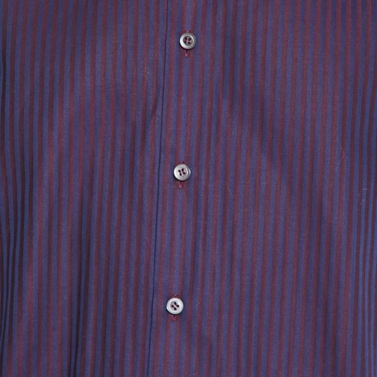 مملوكة مسبقًا Prada Bicolor Striped Cotton Long Sleeve Shirt M