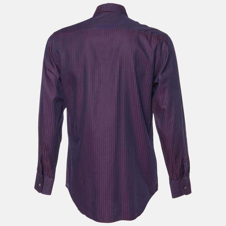 مملوكة مسبقًا Prada Bicolor Striped Cotton Long Sleeve Shirt M