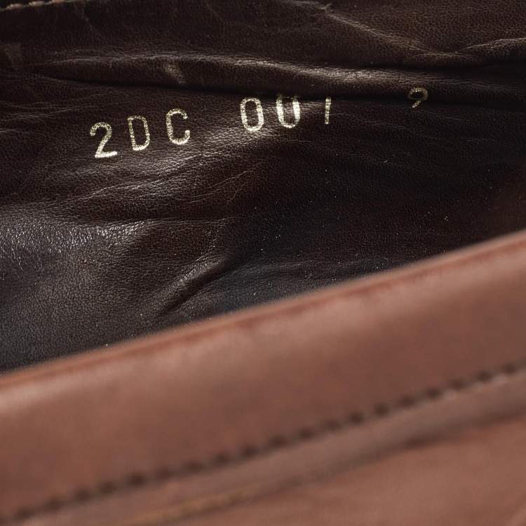 Pre Owned Prada Brown Leather Penny Slip On Loafers Size 43