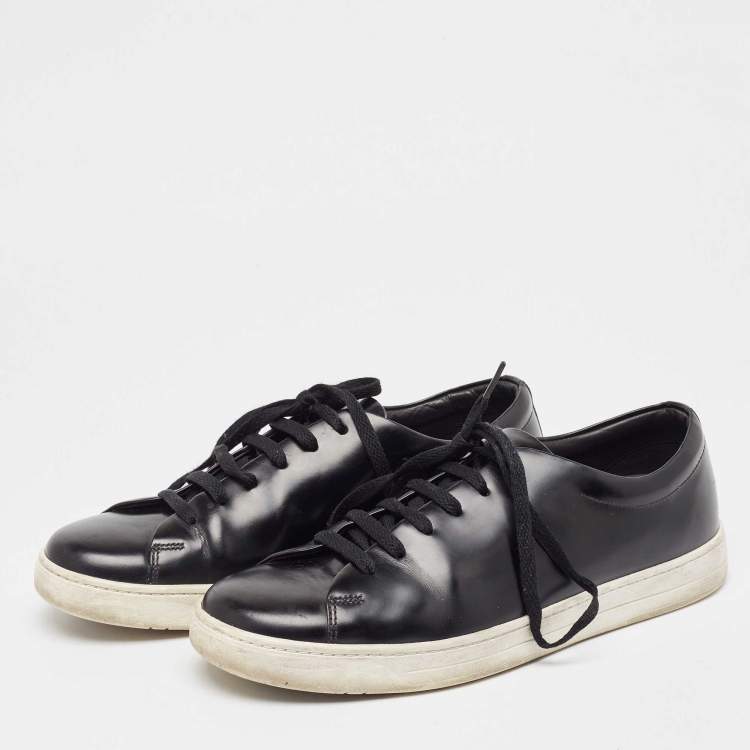 Pre Owned Prada Black Leather Lace Up Sneakers Size 42