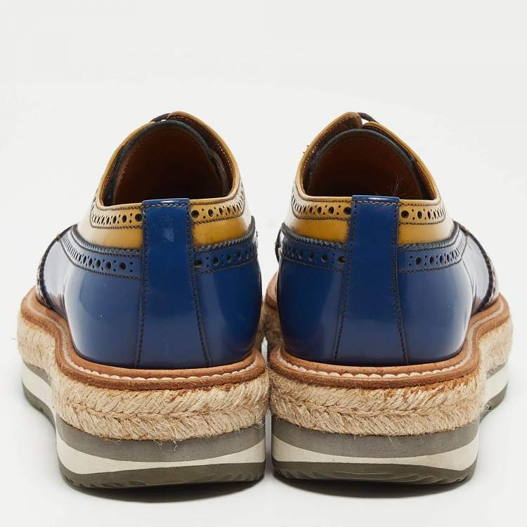 Pre Owned Prada Multicolor Leather  Lace Up Oxfords Size 40.5