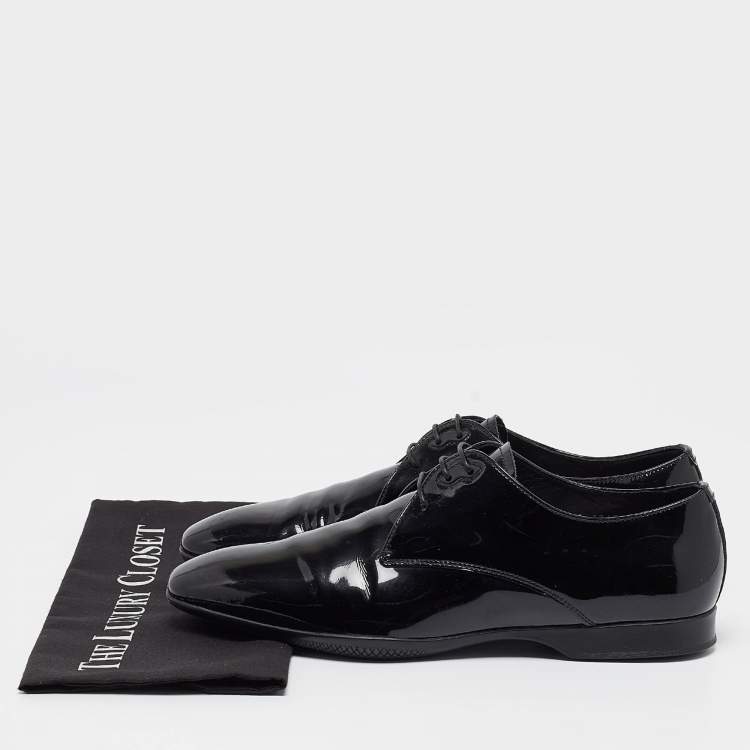 Pre Owned Prada Black Patent Leather Lace Derby Size 42