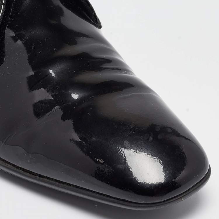 Pre Owned Prada Black Patent Leather Lace Derby Size 42