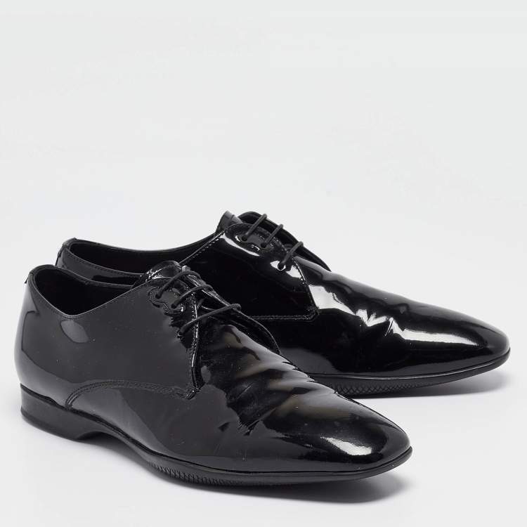 Pre Owned Prada Black Patent Leather Lace Derby Size 42