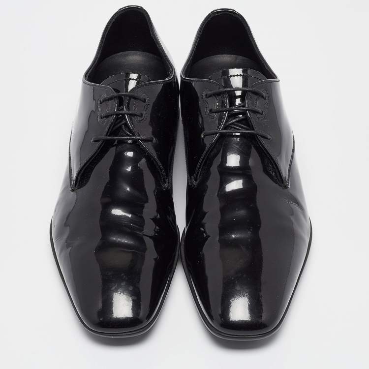 Pre Owned Prada Black Patent Leather Lace Derby Size 42