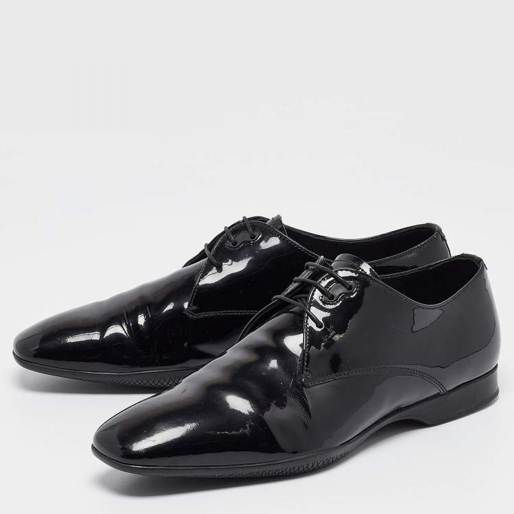 Pre Owned Prada Black Patent Leather Lace Derby Size 42