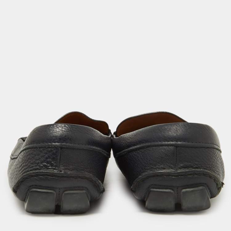 Pre Owned Prada Blue Leather Slip On Loafers Size 46