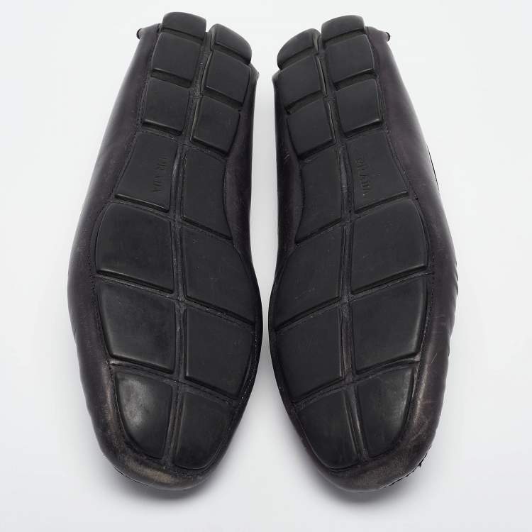 Pre Owned Prada Black Leather Penny Loafers Size 43.5