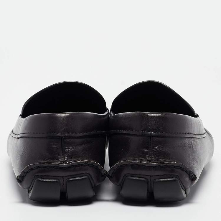 Pre Owned Prada Black Leather Penny Loafers Size 43.5