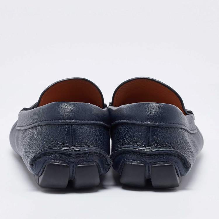 Pre Owned Prada Blue Leather Slip On Loafers Size 40