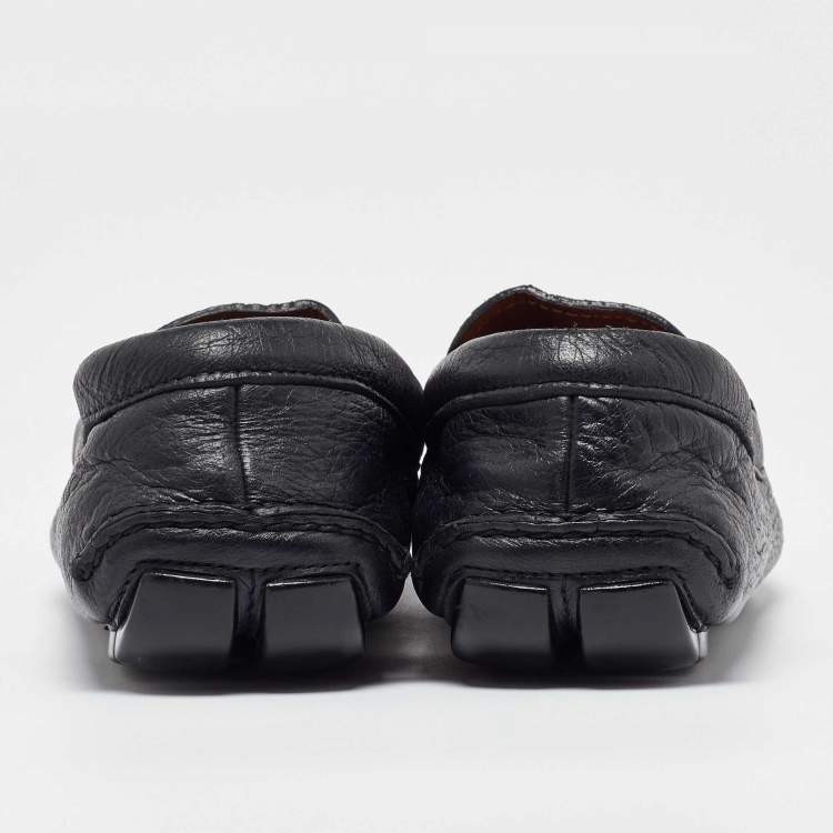 Pre Owned Prada Black Leather Slip On Loafers Size 42