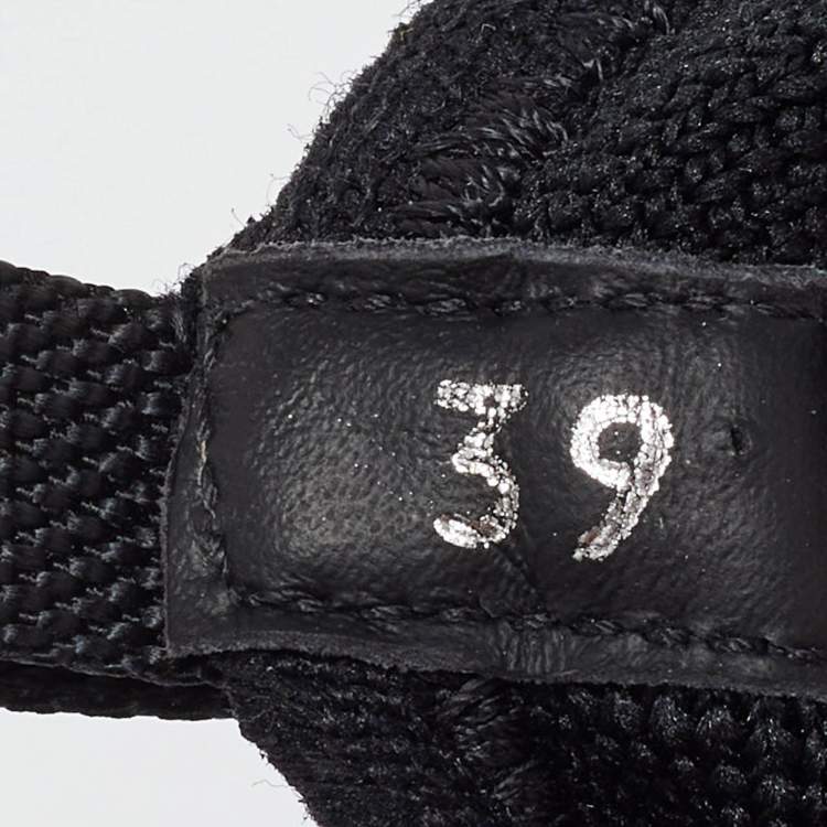 مملوكة مسبقًا Prada Black Knit Fabric Lace Up Sneakers Size 39
