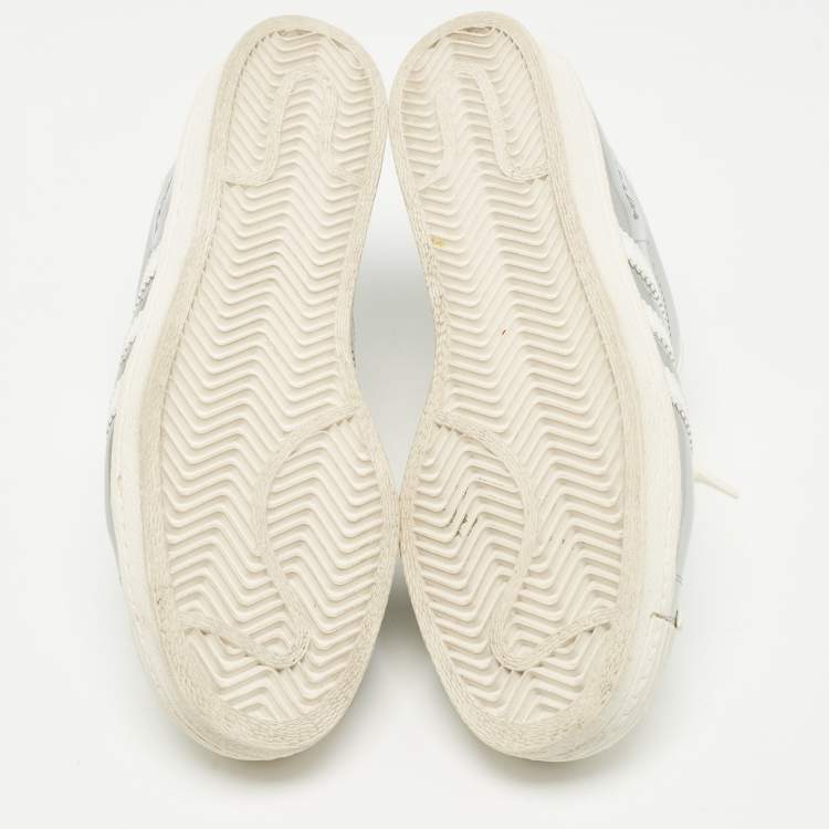 Pre Owned Prada x Adidas White/Silver Leather Superstar Sneakers Size 42 2/3
